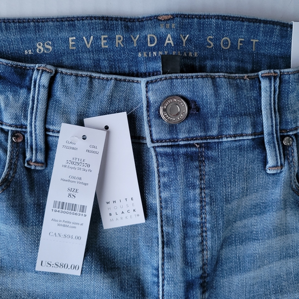WHBM High-Rise Everyday Soft Denim Skinny Flare Jeans Color Hawthorn Vintage - Picture 5 of 12